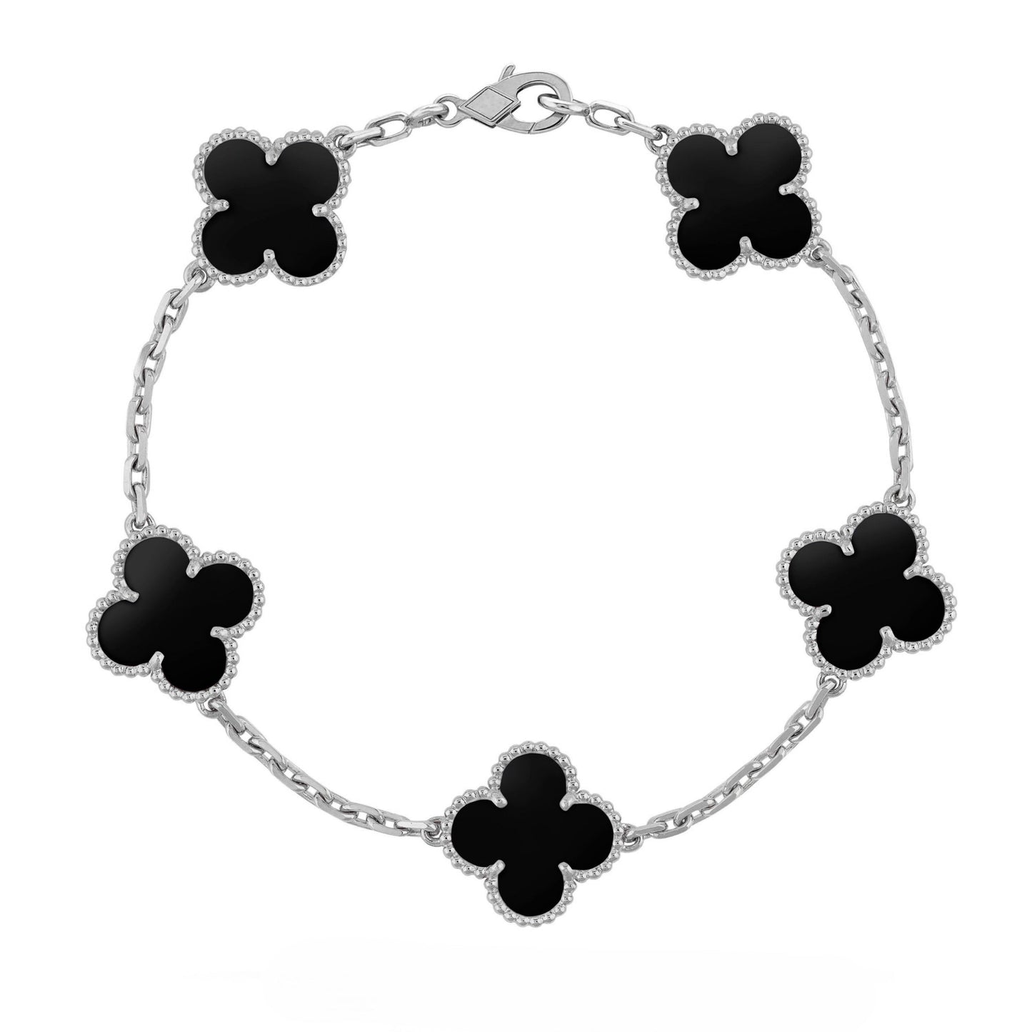 Silver Svart | Klöverarmband