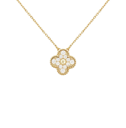 Golden | Klöverhalsband med Diamant