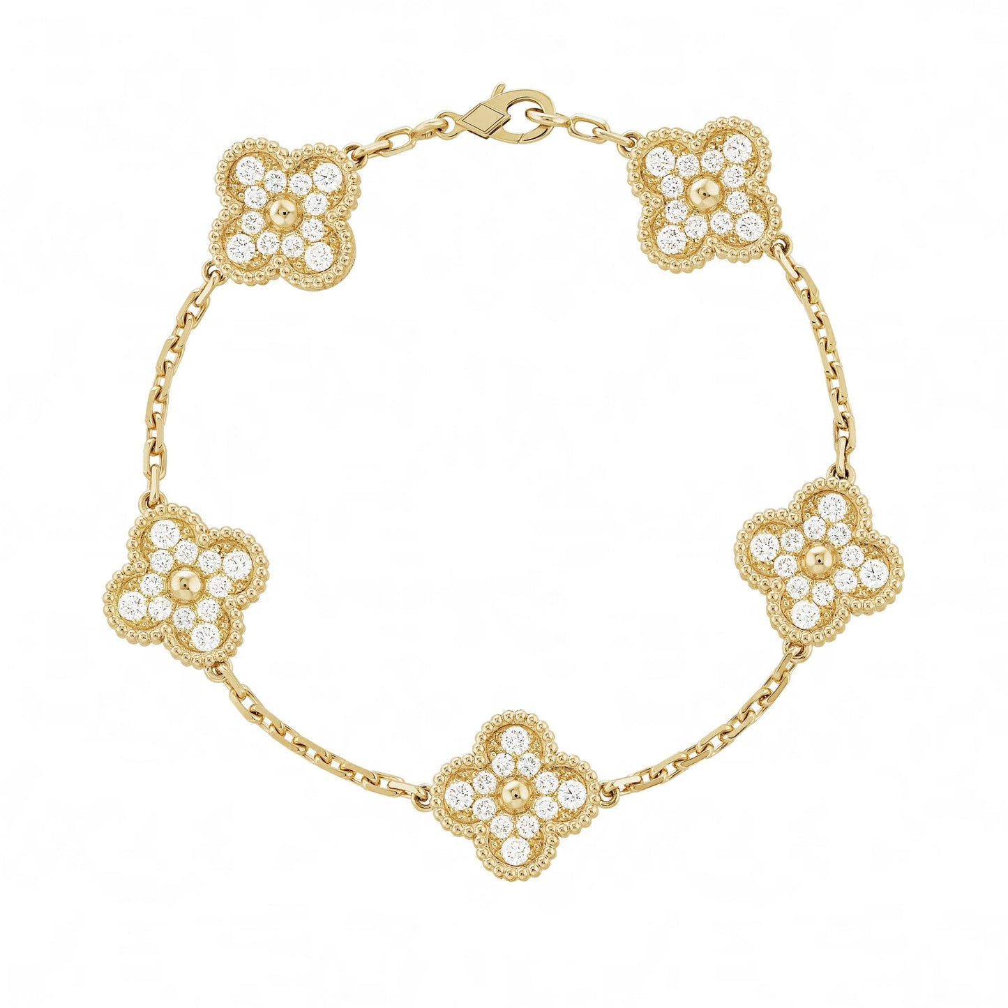 Golden | Klöverarmband med Diamant