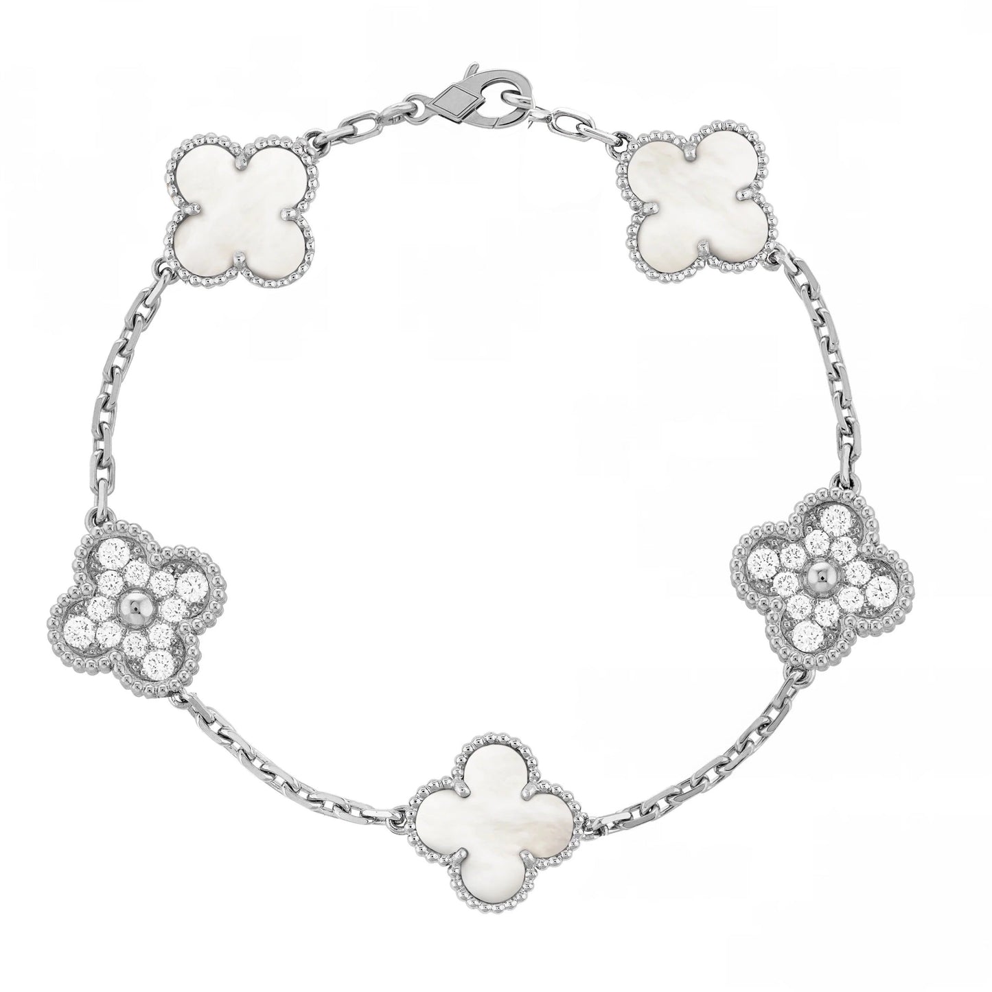 Silver Vit | Klöver Diamantarmband