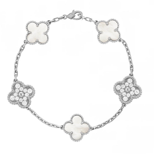 Silver Vit | Klöver Diamantarmband