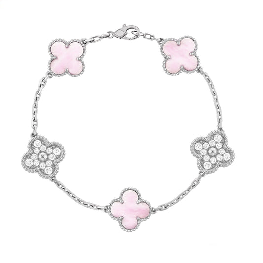 Silver Pink | Klöver Diamantarmband