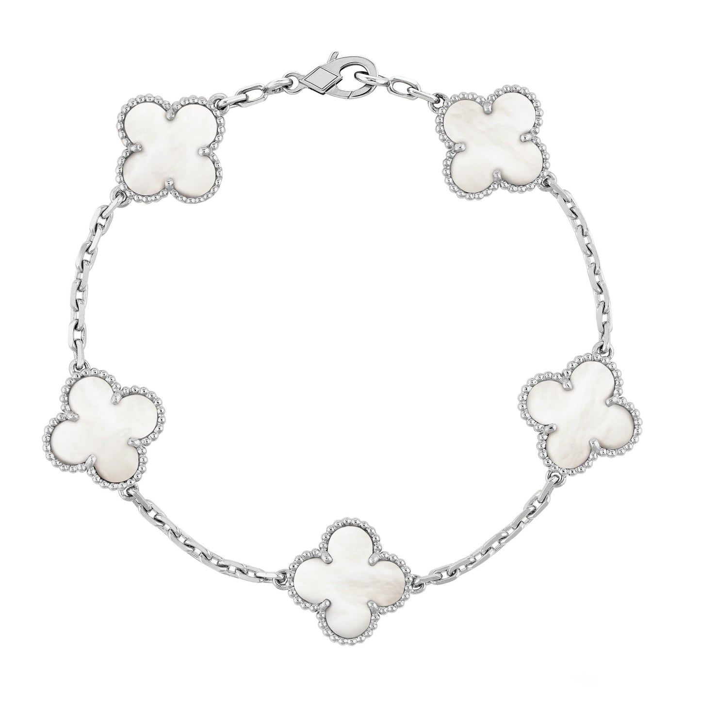Silver Vit | Klöverarmband