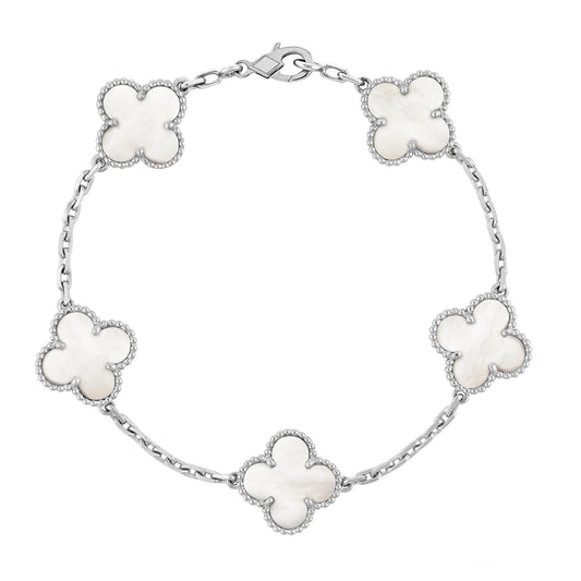 Silver Vit | Klöverarmband