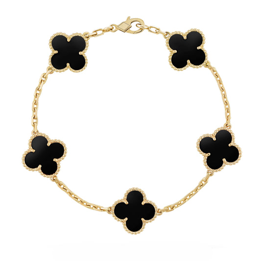 Golden Black | Klöverarmband