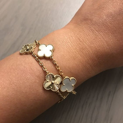 Golden Guilloché | Klöverarmband